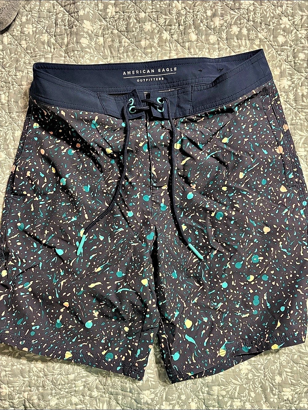 American Eagle Abstract Swim Trunks in &navy Blue Size XS Like New